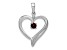 Rhodium Over 14k White Gold Garnet and Diamond Heart Pendant