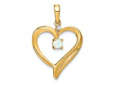 14k Yellow Gold Lab Created Opal and Diamond Heart Pendant