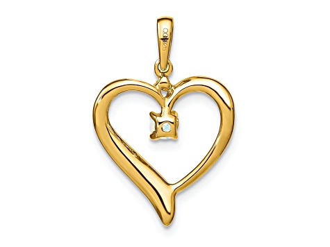 14k Yellow Gold Lab Created Opal and Diamond Heart Pendant