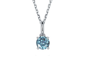 Blue Moissanite Sterling Silver Solitaire Pendant With Chain, 0.50ct