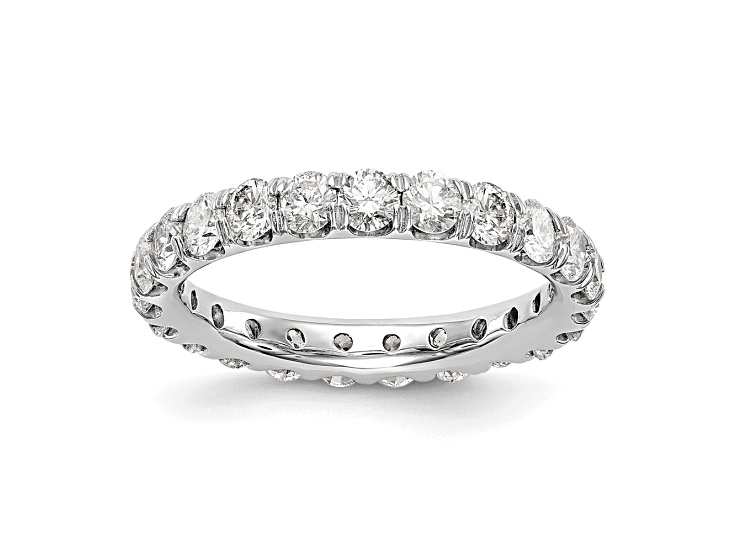 Rhodium Over 14K White Gold Lab Grown Diamond SI+, H+, Eternity Band