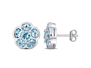 3.50ctw Sky Blue Topaz Floral Stud Earrings in Sterling Silver