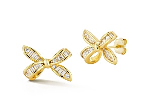 Sterling Statements 14K Yellow Gold Over Sterling Silver CZ Bow Studs