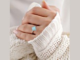 Rhodium Over Sterling Silver Paraiba Blue Apatite Cluster Ring