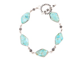Barse Jewelry 18x12mm Blue Turquoise Linked Sterling Silver Bracelet