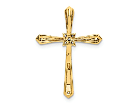 14K Yellow Gold with White Rhodium 1/20ct. Diamond Cross Chain Slide