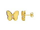 1/10 CT TGW Ethiopian Blue Opal Butterfly Stud Earrings in Yellow Plated Sterling Silver