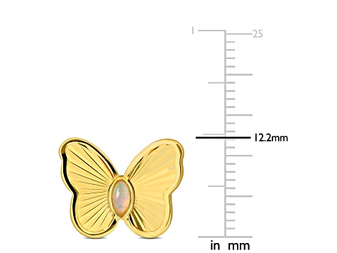 1/10 CT TGW Ethiopian Blue Opal Butterfly Stud Earrings in Yellow Plated Sterling Silver