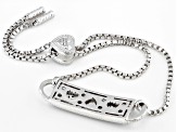 Judith Ripka 0.20ctw Bella Luce® Diamond Simulant & Black Enamel Rhodium Over Sterling Love Bracelet