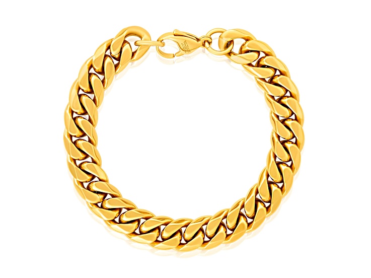 Invicta Jewelry Men's Curb Chain Yellow Steel Bracelet (12mm) - 8.75"