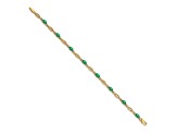 14k Yellow Gold and Rhodium Over 14k Yellow Gold Diamond and Emerald Bracelet