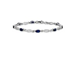 Rhodium Over 14k White Gold Diamond and Sapphire Bracelet