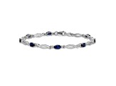 Rhodium Over 14k White Gold Diamond and Sapphire Bracelet