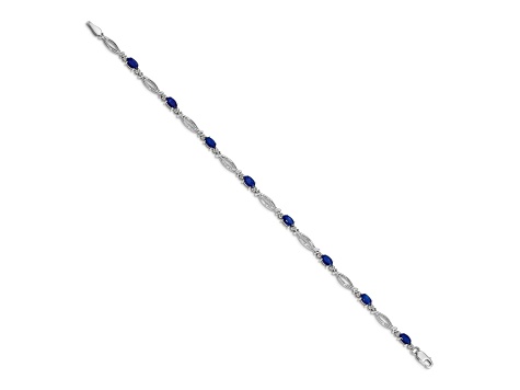 Rhodium Over 14k White Gold Diamond and Sapphire Bracelet