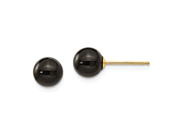 Picture of 14K Yellow Gold Onyx Bead Earrings