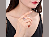 18K Rose Gold Oval Amethyst and Moissanite Halo Design Ring 5.92ctw