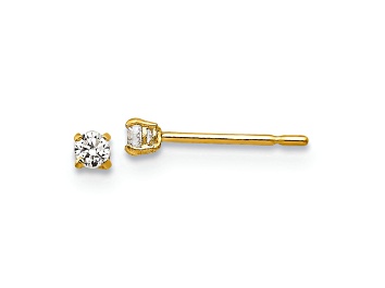Picture of 14K Yellow Gold 2mm Round Cubic Zirconia Basket Set Stud Earrings
