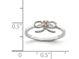 Sterling Silver Polished and Twisted Pink Cubic Zirconia Bow Children's Ring