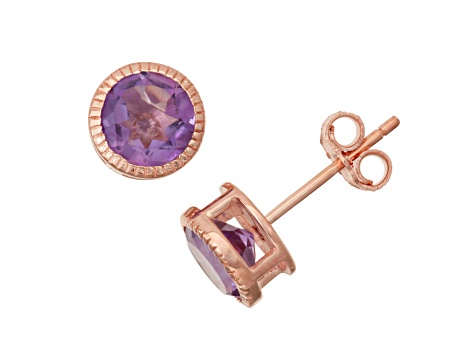 Purple Amethyst 14K Rose Gold Over Sterling Silver Stud Earrings 1.36ctw