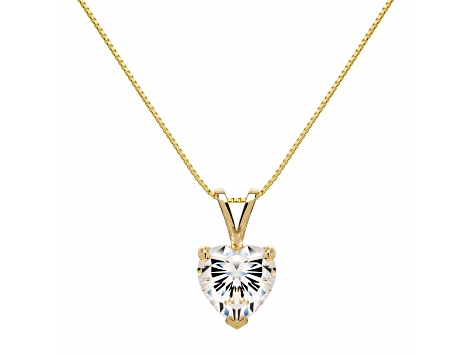 White Cubic Zirconia 14k Yellow Gold Pendant With Chain 2.00ctw