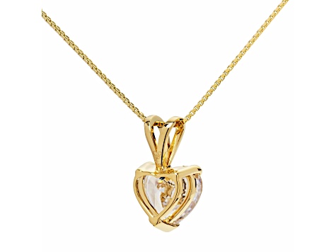 White Cubic Zirconia 14k Yellow Gold Pendant With Chain 2.00ctw