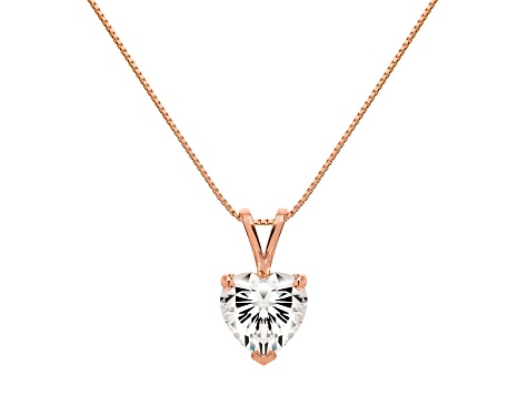 White Cubic Zirconia 14k Rose Gold Pendant With Chain 2.00ctw