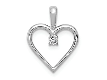 Picture of Rhodium Over 14k White Gold Diamond Heart Pendant