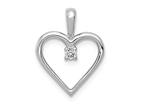 Rhodium Over 14k White Gold Diamond Heart Pendant - 11H52A | JTV.com