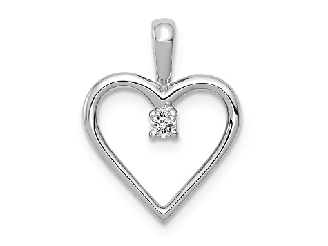 Rhodium Over 14k White Gold Diamond Heart Pendant