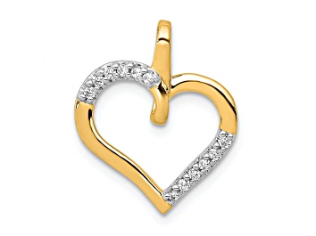 Picture of 14k Yellow Gold and Rhodium Over 14k Yellow Gold Diamond Heart Pendant