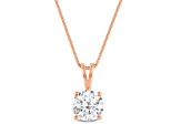 White Cubic Zirconia 14k Rose Gold Pendant With Chain 1.00ctw