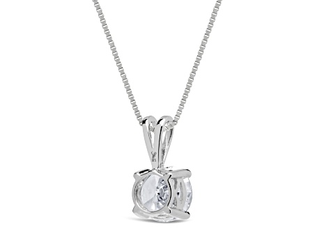 White Cubic Zirconia 14k White Gold Pendant With Chain 1.00ctw