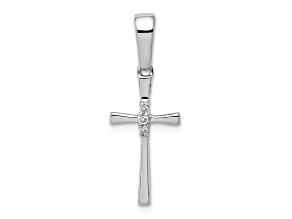 Rhodium Over 10k White Gold Diamond Cross Pendant