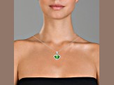 Emerald Green-color Cubic Zirconia, Rhodium Plated over Sterling Silver Pendant Necklace