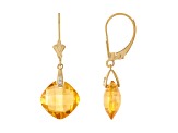 Citrine and Diamond Leverback 14k Gold Earrings 10ctw