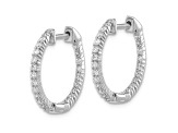 Rhodium Over 14K White Gold Oro Spotlight Lab Grown Diamond SI+, H+, In and Out Hinged Hoop Earrings