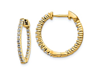 Picture of 14K Yellow Gold Oro Spotlight Lab Grown Diamond SI+, H+, In and Out Hinged Hoop Earrings