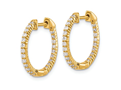 14K Yellow Gold Oro Spotlight Lab Grown Diamond SI+, H+, In and Out Hinged Hoop Earrings