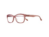 Pink Crystal Rectangular Frame Reading Glasses. Strength 2.50