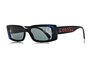 Chanel Black Rectangular Frame / Gray Lenses Sunglasses