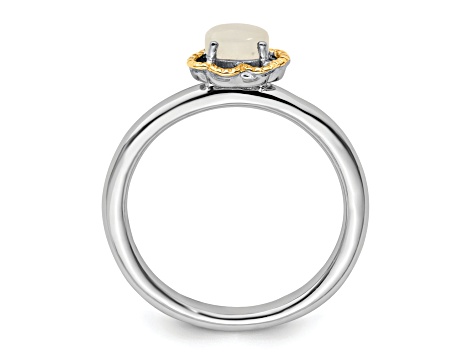 14K Yellow Gold Over Sterling Silver Stackable Expressions Moonstone Polished Ring