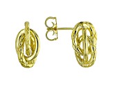 Judith Ripka 14k Yellow Gold Clad Textured Interlocking Oval Drop Earrings