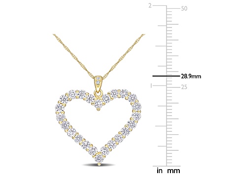 2 2/5 CT DEW Created Moissanite Heart Pendant with Chain in Yellow Plated Sterling Silver