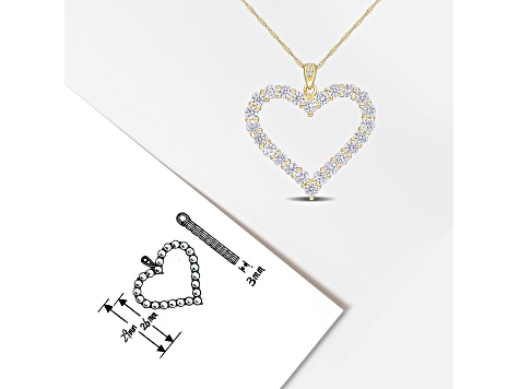 2 2/5 CT DEW Created Moissanite Heart Pendant with Chain in Yellow Plated Sterling Silver