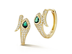Rachel Zoe 14K Yellow Gold Over Sterling Silver Pave Snake Cubic Zirconia Hoop Earrings