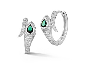 Rachel Zoe Rhodium Over Sterling Silver Pave Snake Cubic Zirconia Hoop Earrings