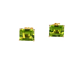Green Peridot 18k Yellow Gold Over Sterling Silver Earrings