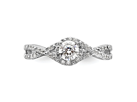 Rhodium Over 14K White Gold Diamond Round Engagement Ring 0.48 cttw