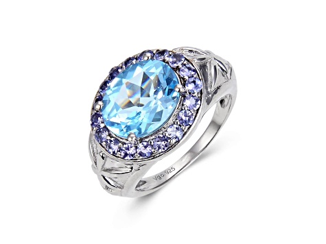 Blue Topaz and Tanzanite Sterling Silver Ring, 4.75ctw