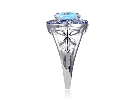 Blue Topaz and Tanzanite Sterling Silver Ring, 4.75ctw